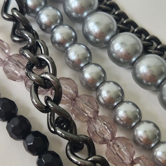 Premier Designs Y2K Multi-Chain Layered Necklace Beads Glam Grunge Rocker Chic - Picture 7 of 7